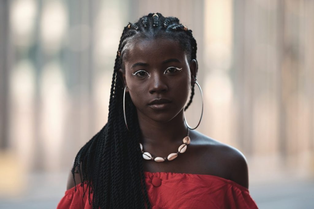 Girl sporting micro twist braids