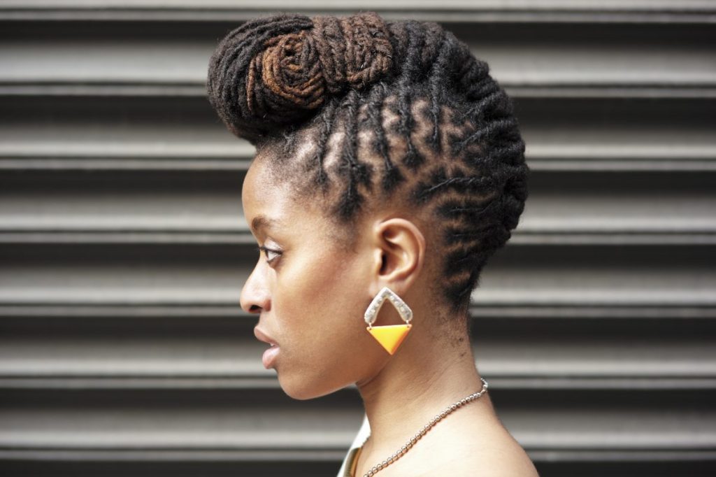 Woman sporting Mohawk twist braid