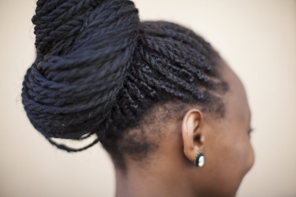 Side view of a Twist Bun Updo