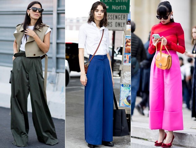 Wide-leg pants taken to the streets.