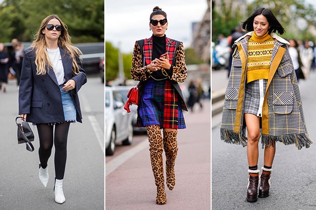 Warm takes on miniskirt dressing.