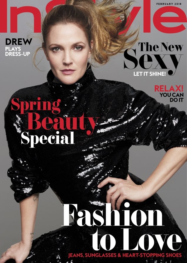 US InStyle February 2018 : Drew Barrymore by Anthony Maule