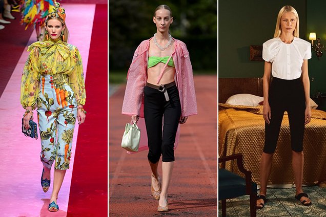 Pedal pushers at Dolce & Gabbana Spring 2018, Maryam Nassir Zadeh Spring 2018 and Khaite Spring 2018.