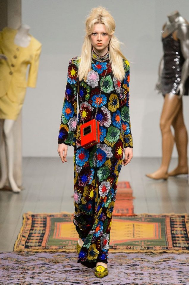 Hunter Schafer closing the Ashish Fall 2018 show.