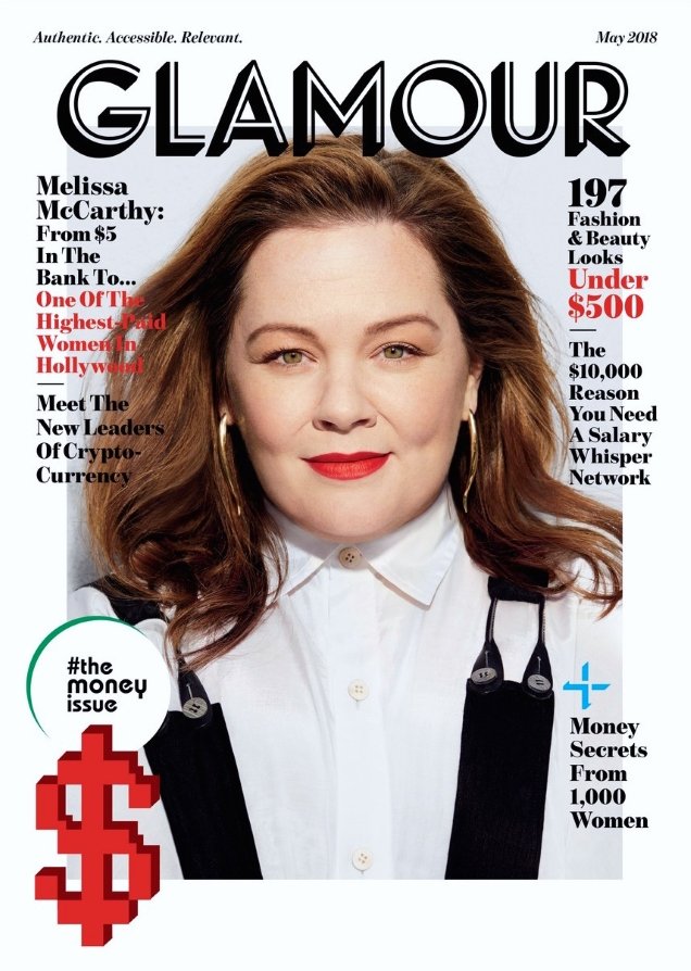 US Glamour May 2018 : Melissa McCarthy by Miguel Reveriego