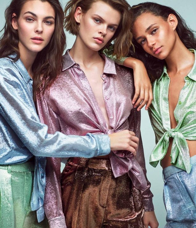 Binx Walton, Cara Taylor and Vittoria Ceretti for Alberta Ferretti Spring 2018.