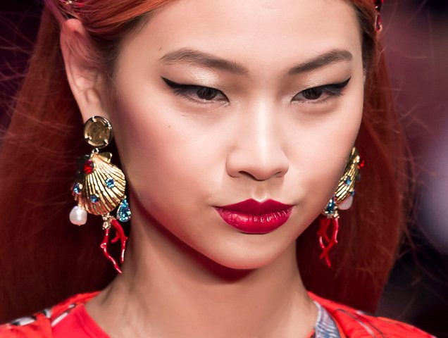 Shell earrings at Dolce & Gabbana Spring 2018