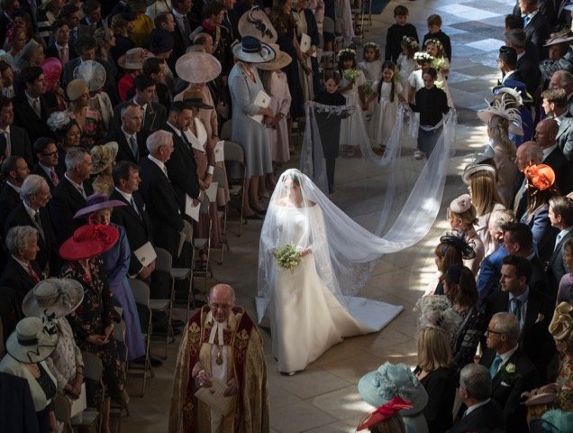 Meghan Markle walks down the aisle.