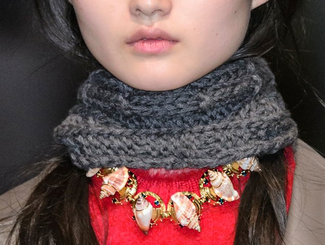 Shell necklace at Prada Fall 2017