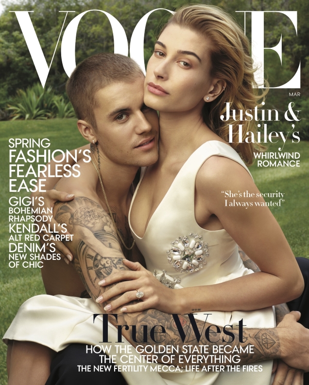 US Vogue March 2019 : Hailey & Justin Bieber by Annie Leibovitz