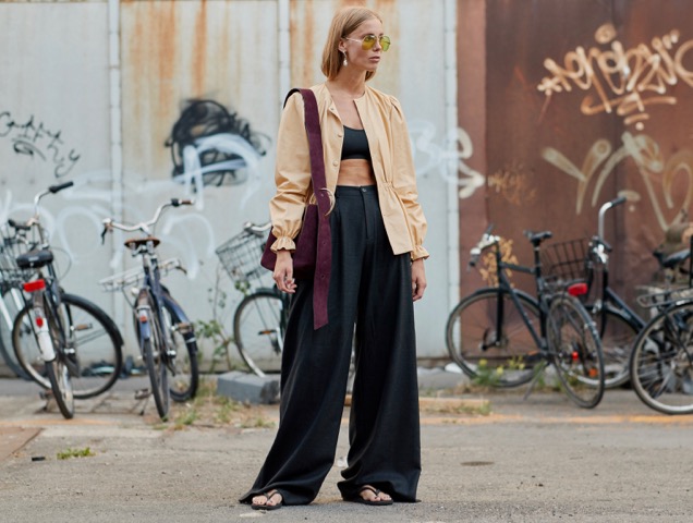 Balance out a cropped top with a light jacket.