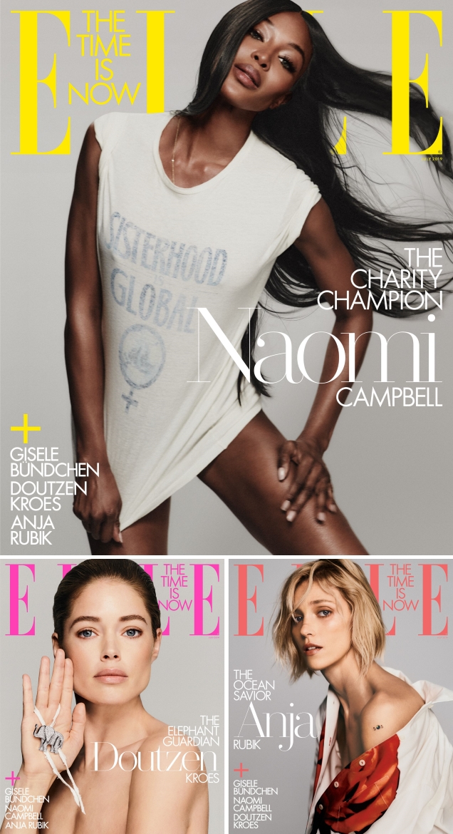 US Elle July 2019 : Gisele Bündchen, Naomi Campbell, Doutzen Kroes & Anja Rubik by Chris Colls