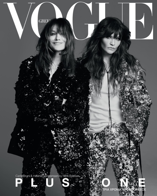 Vogue Greece April 2022 : Carla Bruni & Helena Christensen by Nico Bustos