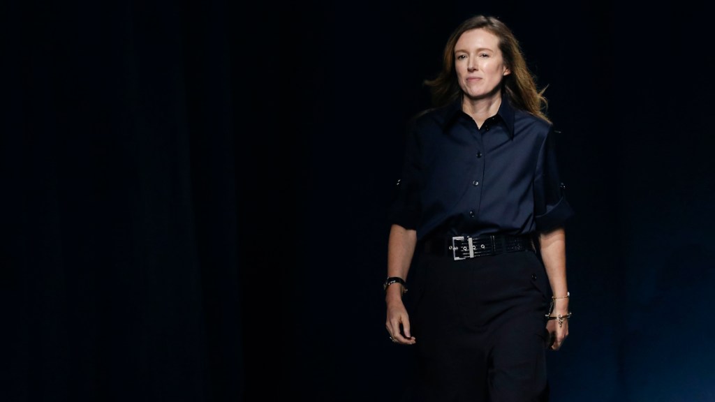 ashion designer Clare Waight Keller during the Givenchy show as part of the Paris Fashion Week Womenswear Spring/Summer 2019 on September 30, 2018 in Paris, France.