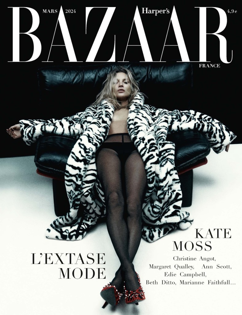 Harper’s Bazaar France March 2024 : Kate Moss by Robin Galiegue