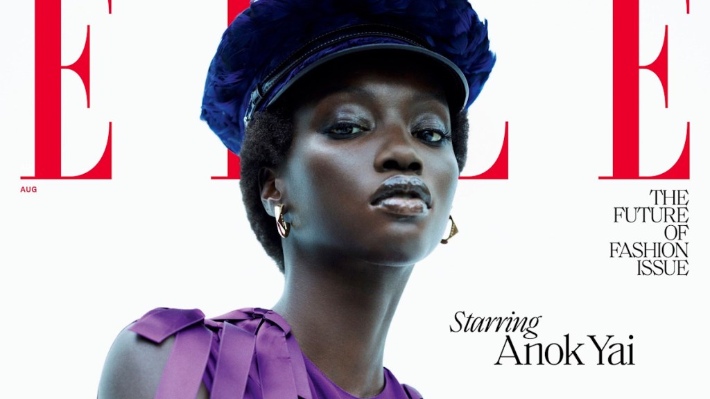 US Elle August 2024 : Anok Yai by Mario Sorrenti