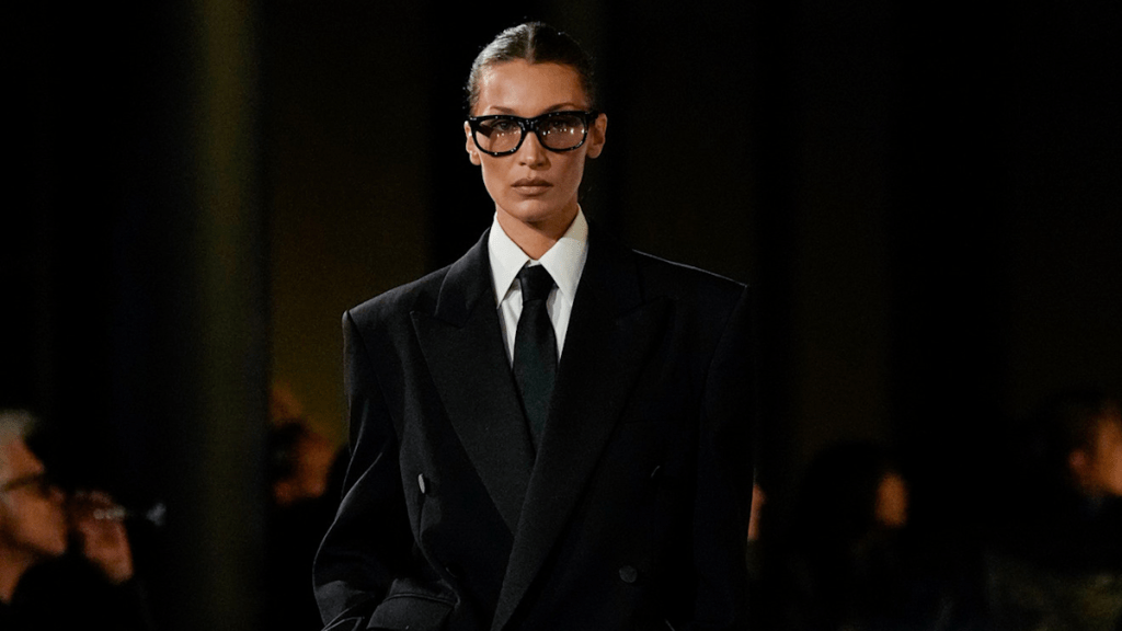 Bella Hadid Stages a Runway Comeback for the Spring 2025 Saint Laurent Show