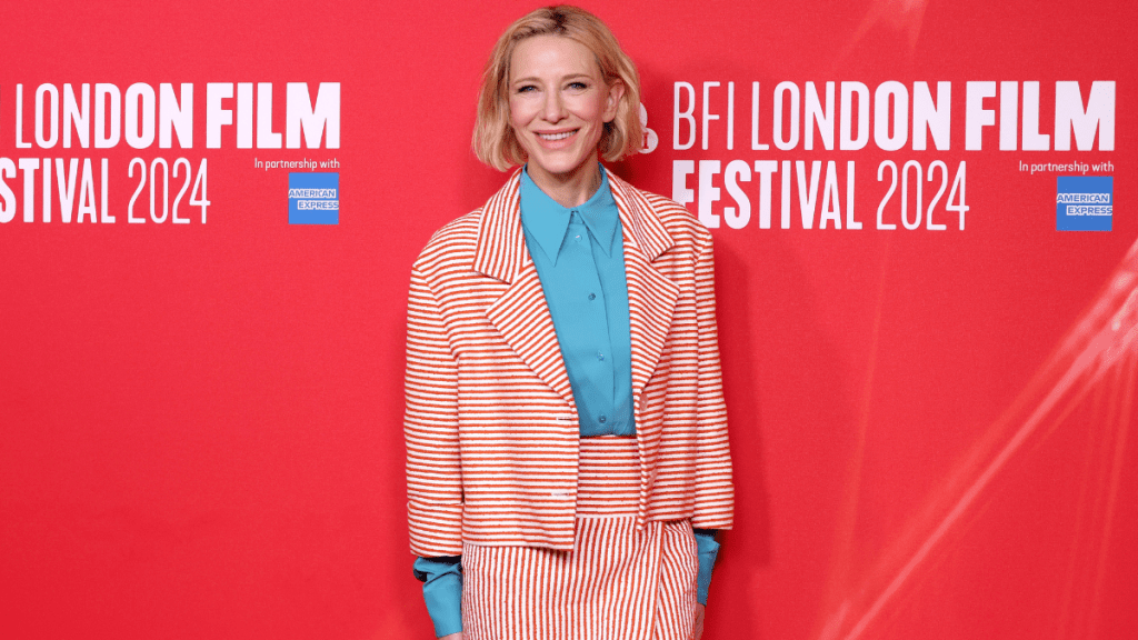 Cate Blanchett candy stripes outfit London film festival