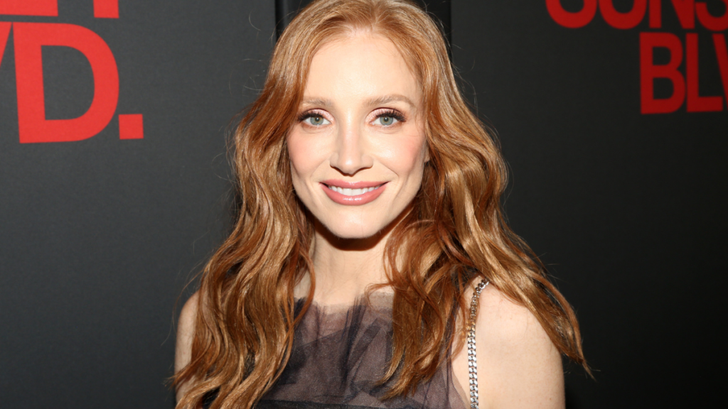 Jessica Chastain attends the opening night of "Sunset BLVD" at St James Theater on October 20, 2024 in New York City.