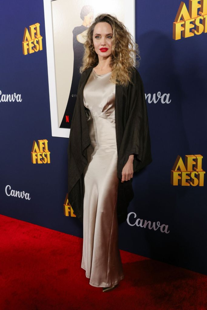 Angelina Jolie at the "Maria" screening at AFI Fest at TCL Chinese Theatre on October 26, 2024 in Los Angeles, California.