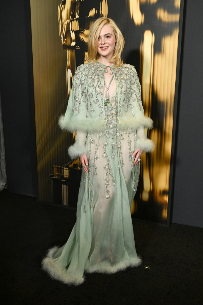 Elle Fanning see-through sheer Valentino gown 2024 Governors Awards