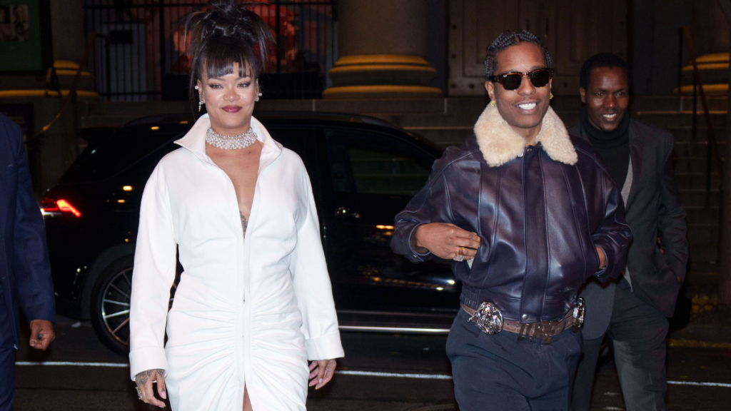 Rihanna ripped minidress A$AP Rocky date night outfit