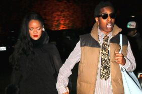 Rihanna, rocking an all-black look, and A$AP Rocky are seen on December 17, 2024 in Los Angeles, California.