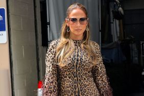 Jennifer Lopez is seen arriving at the 'Live with Kelly and Mark' Show on May 03, 2023 in New York City.