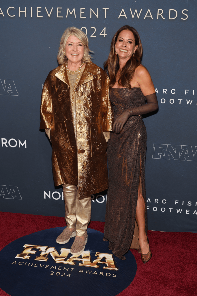 Martha Stewart and Brooke Burke attend the 38th Annual Footwear News Achievement Awards at Cipriani South Street on December 04, 2024 in New York City.