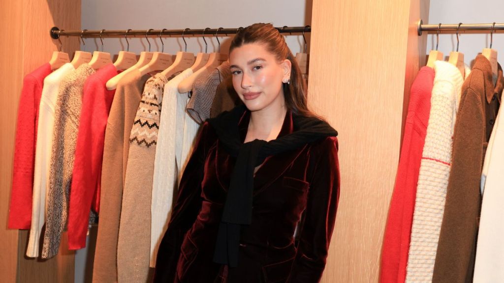 Hailey Bieber at Guest In Residence - LA Store Opening on December 7, 2024 in Los Angeles, California.