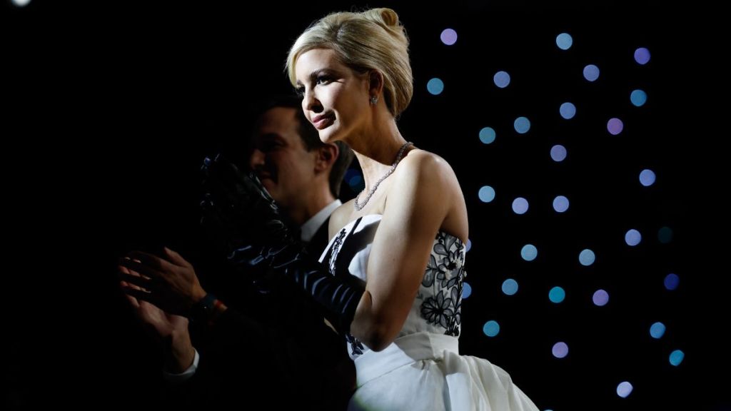 Ivanka Trump in Givenchy at the Liberty Inaugural Ball on January 20, 2025, in Washington, DC. President Donald Trump attends some of the inaugural balls after taking the oath as the 47th president.