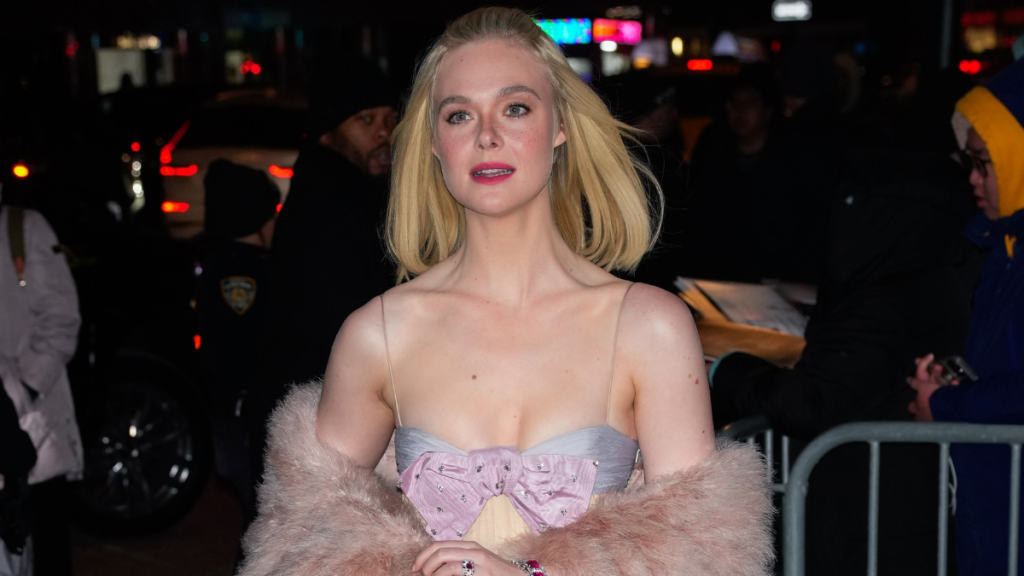 Elle Fanning is seen arriving to The National Board of Review Annual Awards Gala at Cipriani 42nd Street on January 07, 2025 in New York City.