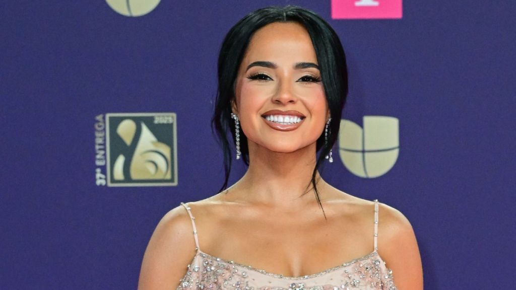 US singer Becky G arrives for Univision's 37th Premio Lo Nuestro at the Kaseya Center in Miami, Florida, on February 20, 2025.