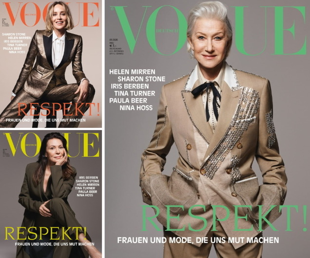 MISS: Vogue Germany May 2020 Helen Mirren, Sharon Stone and Iris Berben by Liz Collins